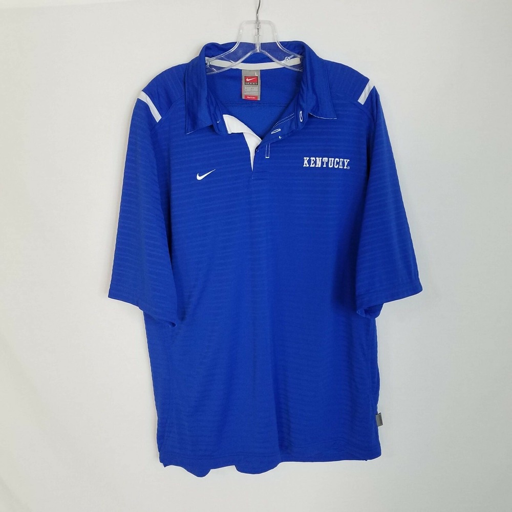 VTG Nike Team Mens Fit Dry University Of Kentucky UK Wildcats Polo Shirt Large